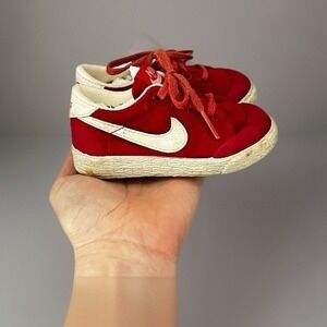 Vtg 80s Nike Baby Canvas Tennis Shoes Sz 3 1/2 Toddler Made In Korea Red & White